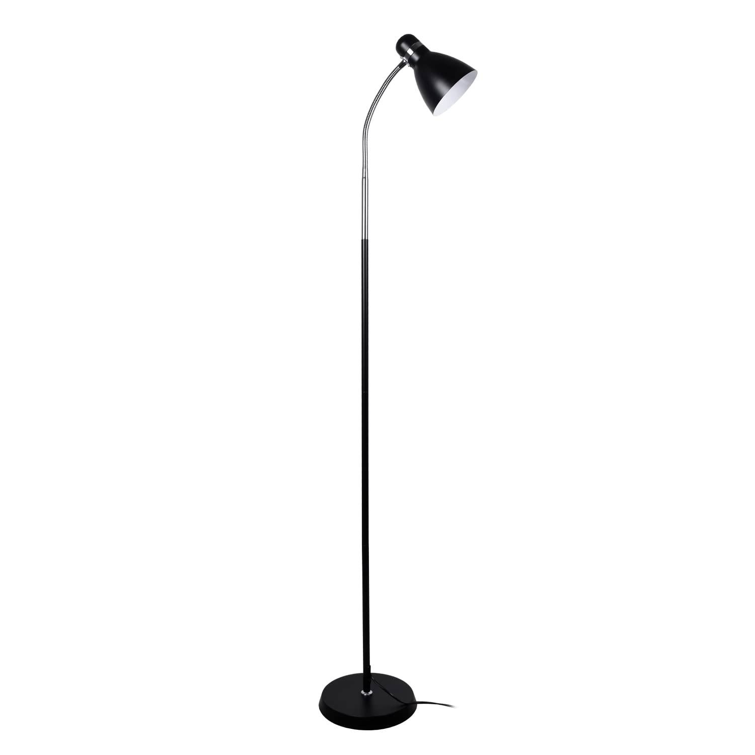 BEL AIR HOME - Pie de Salón Megara - Blanco de Metal - 155 cm de altura - Portalámparas E-27 para iluminar cualquier espacio de manera versátil y elegante (NEGRO)