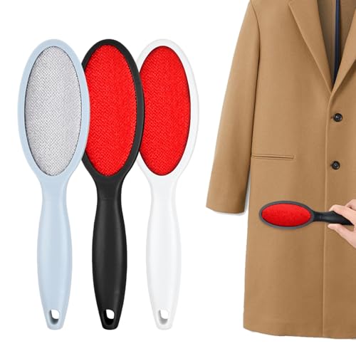 Lot de 3 Brosses à Peluches Double Face Réutilisables, Brosse Textile de Nettoyage, Brosse Anti-Poils en Velours pour Vêtements, Canapés, Meubles et Poils d’Animaux, pour Maison et Voyage