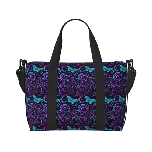 Sac à main polyvalent imprimé papillon fleurs violettes - 2
