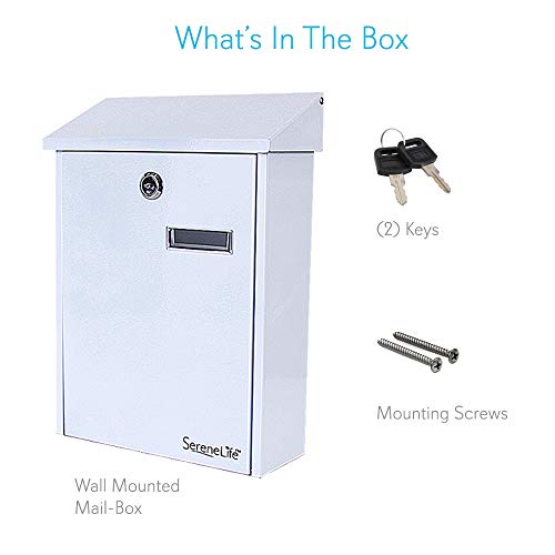 Modern Wall Mount Locking Mailbox - Indoor Outdoor Universal Vertical Mounted Mail Box, Large Capacity Home/Office Drop Slot Secure Lock Keys - Serenelife Slmab26 #TOP3