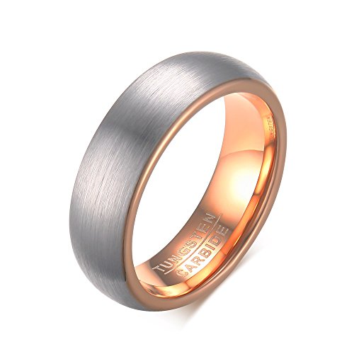 CARTER PAUL Tungsten brossé homme en or rose plaqué bague intérieure, Taille 68