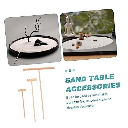 KALLORY 3 Peças Acessórios De Mesa De Areia Ancinho De Meditação Zen Ferramentas De Jardim Ancinho A