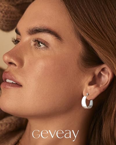 9mm Wide 925 Sterling Silver Earrings Hoop for Women Hypoallergenic 14K Gold Plated Hoop Earrings Lightweight Thick Chunky Hoop Earrings 20/25/30mm3