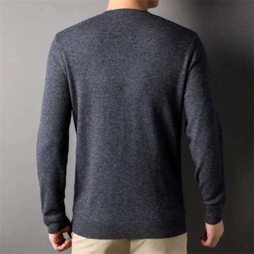 Men Solid V-Neck Long Sleeve Soft Top Autumn Winter Warm Wool Sweater2