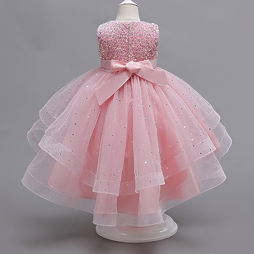Girls Sequins Puffy Yarn Trailing Dress Gowns Dresses Piano Performance Solid Color Dress for Summer3