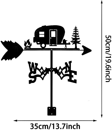 Bturyt Weathervane Happy Camper Dragon Warrior Measuring Tool Weather Vane Stainless Steel Weathercock Direction Indicator For Garden Patio Yard Ornament Decoration (Happy Camper) #TOP5