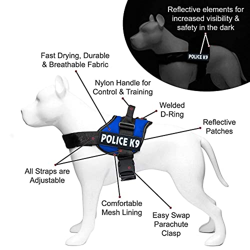 Image of 24x7 eMall Dog K9 Police Harness Dog Vest Loop Straps and Handle and Adjustable (XL- 28-38 Inch Girth, Blue)