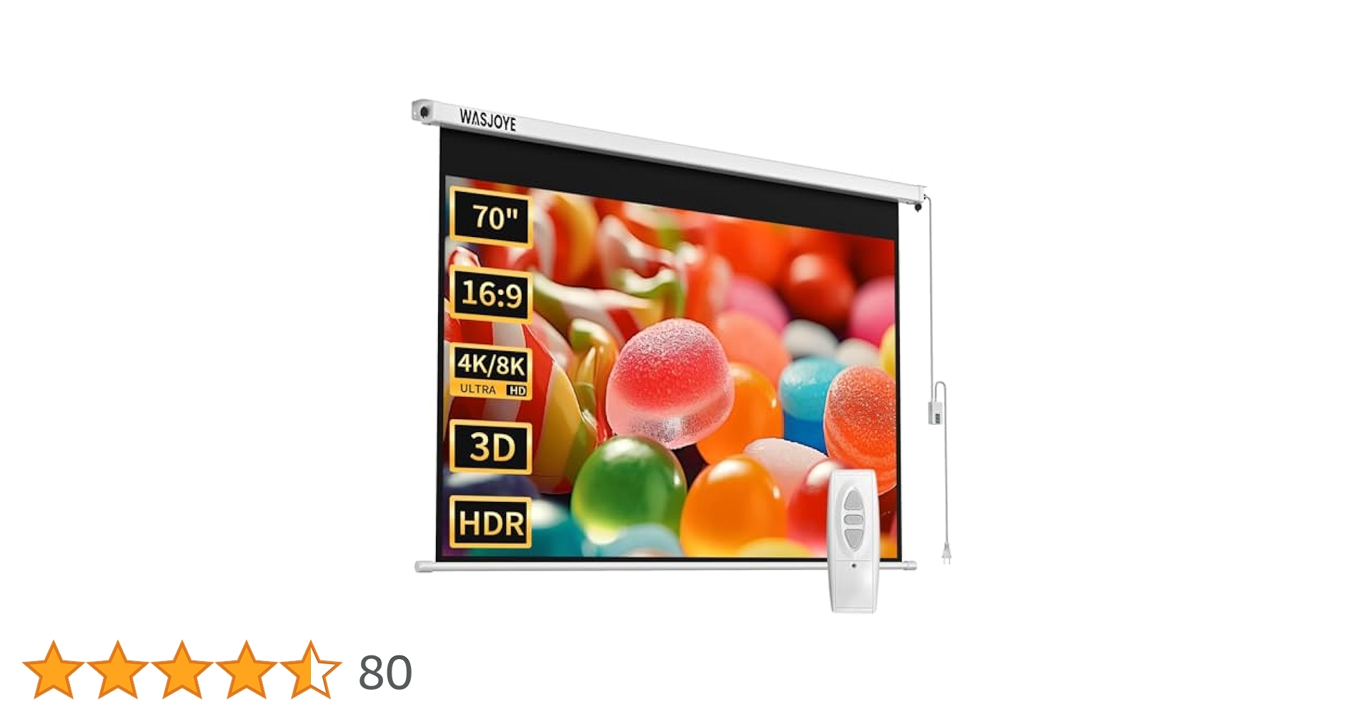 プロジェクタースクリーン　70インチ　WASJOYE Amazon | WASJOYE プロジェクタースクリーン 70インチ 16:9 電動