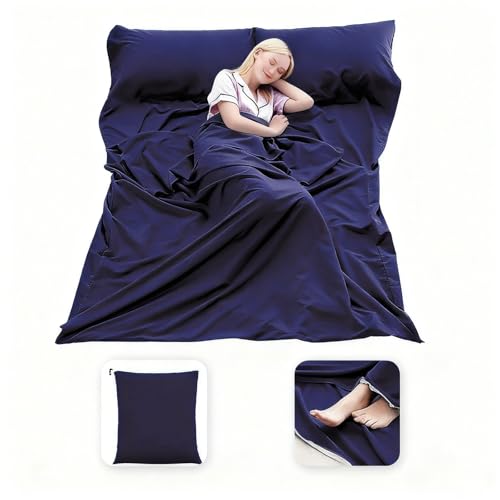 MongByYa Sleeping Bag Liner, Lightweight, Compact, Navy Blue