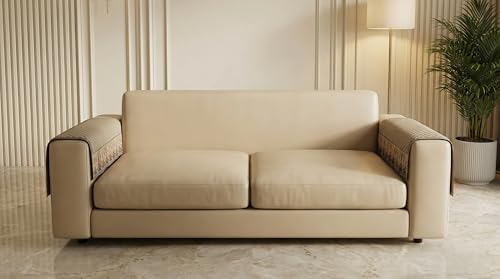 Image of Velvet Sofa Arm Cover Set of 2 Pcs | Anti Skid Anti Slip | Plain Mud Brown | Washable Armrest Protector