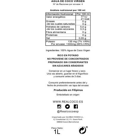 Caja 12 unidades Real Coco Original de 1L