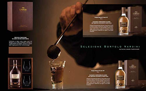 NARDINI GRAPPA RESERVA SELECCIÓN BORTOLO NARDINI 15 AÑOS 70 CL EN UNA CAJA CON DOS COPAS