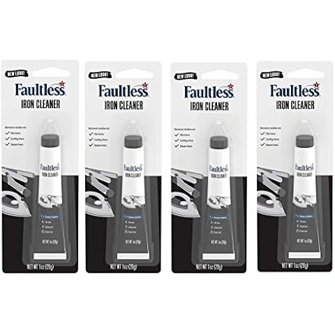 Faultless Hot Iron Cleaner, Non-Toxic Steam Iron Cleaner, Removes Melted Fabrics, Glue, Hard Water, Lime Deposits & Starch (1 oz) (4 Pack) Cover