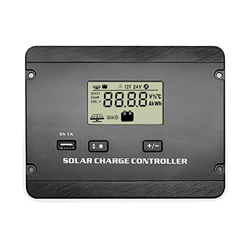 Y&H 30A 12V/24V Flush Mount PWM Negative Ground Solar Charge Controller w/ LCD Display USB Ports, Solar Panel Regulator for Flooded, AGM, GEL, Lithium Cover