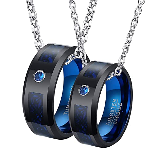 Collares para él y ella en tungsteno negro para celebrar tu amor