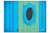 Glücksvilla - Ojo de buey en azul y verde (lienzo de 2 cm, 40 x 30 cm) de DE - Cuadro decorativo horizontal - cabaña de pescadores Francia mar isla Oléron