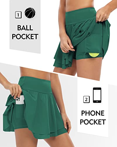 Queenieke Tennis Skirts For Women Athletic Skirt Elastic Waist Drawstring Skirts Quick Drying Golf Skirt With Built-In Shorts M Teal #TOP2