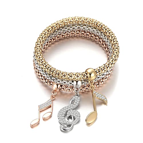Bracelet doré mélodie pour femme : parure 3 pièces pour look quotidien