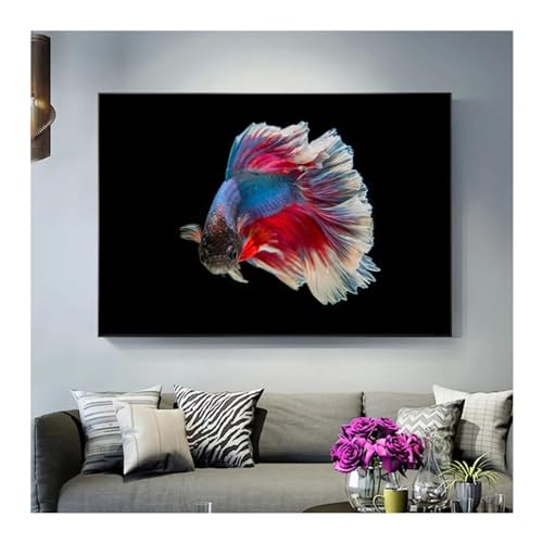 Peinture sur toile poisson rouge pour rompre la monotonie des murs blancs
