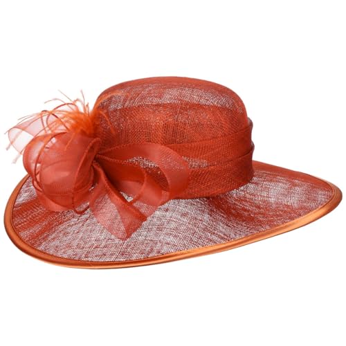 Lierys CHAPEAUSHOP Arborley Chapeau de Ceremonie a Large Bord en Paille Abaca avec Ruban noue et Plumes Fabrique en Italie Femme Printemps Ete