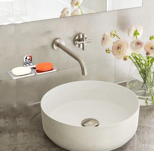 Image of Plantex (Primax) Dream Stainless Steel Double Soap Dish Stand for Bathroom & Kitchen /Soap Dish /Bathroom Accessories - Wall Mounted - Chrome (Pack of 1)