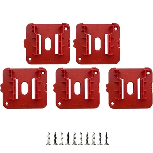 PA Products 5 Pack Wall Mount Holder Dock Tool Battery Storage Rack for M18 18V Battery - Red