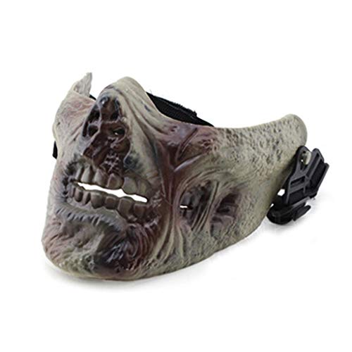zhiwenCZW Halloween Halbgesichtsthriller Zombie Horror Evil Smile Schutzgesicht Cosplay Kostüm für Party Movie Prop Masquerade Festliches Partyzubehör Cover
