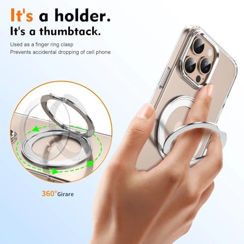 Support magnétique 360 coque iPhone 15 Pro Max transparente antichoc