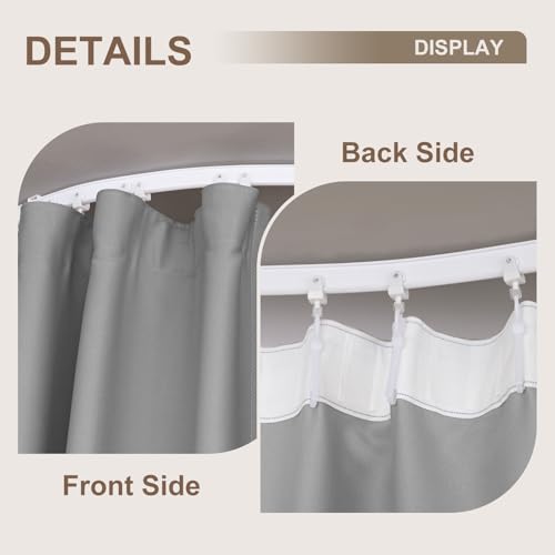 Image of Room Divider Curtains & Flexible Bendable Tracks Set,Privacy Dividers Ceiling Track Curtain Window Blackout Curtains for Living Room Bedroom (W150 x H108 in 1 Panel Grey Drape & White Rail)