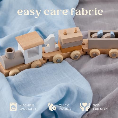 Muslin Swaddle Blankets - 4 Pack | Muslin Baby Blanket for Newborn Boy/Girl | Soft&Breathable Receiving Blankets | Newborn Swaddle Blanket (47\" x 47\")| Baby Essentials,Registry & Gift- Serene Pastels