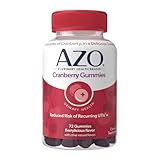 AZO Cranberry Urinary Tract Health Gummies Dietary Supplement, 2 Gummies = 1 Glass of Cranberry Juice, Helps Cleanse & Protect, Natural Berrylicious Flavor, Non-GMO, 72 Gummies