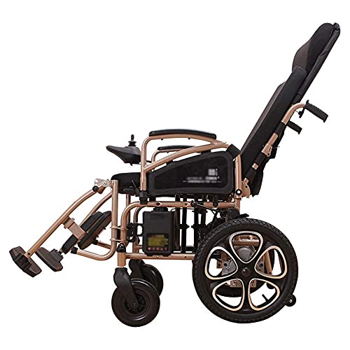 Neochy Fashion Portable Wheelchair Elderly Full Reclining High Back Foldable Pneumatic Tire Electromagneticbrake Scooter 8484Wheelchairs Heavy Brown #TOP10