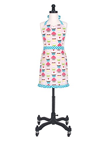 KAF Home Child's Hostess Extra Long Ties – Adjustable Bib Cupcake Apron-Machine Wash-Used in Kitchen, Gardening, Multicolor