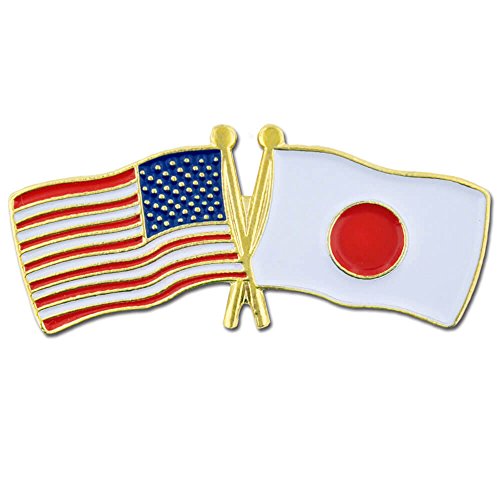 PinMart USA and Japan Crossed Friendship Flag Enamel Lapel Pin