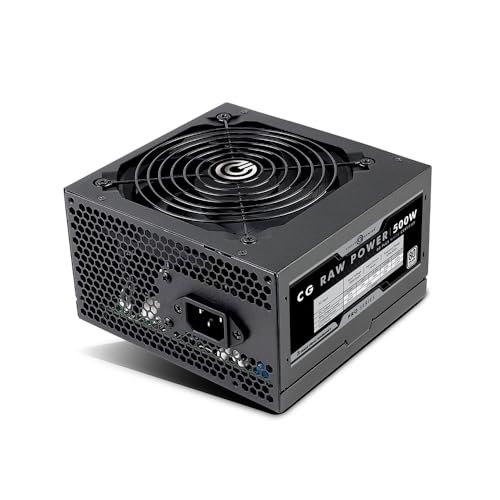 Image of Circle CG RAW Power 500 WATTS Gaming Power Supply /PSU - Non-Modular | 80 Plus White Certified | 120mm Fan | with Active PFC, Flat Black Cables | 500 Watt