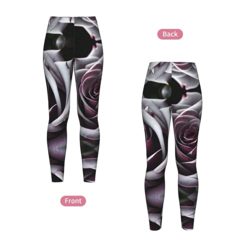 Leggings de compresión para mujer con estampado de rosas góticas y tacto suave 4