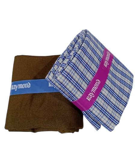 raymond fabrics Raymond Men’s Shirt & Trouser Fabric Combo | Premium Cotton Checked Shirt Fabric with Solid Formal Trouser Fabric | Unstitched Dress Material for Office & Formal Wear (Multi)-picture-29