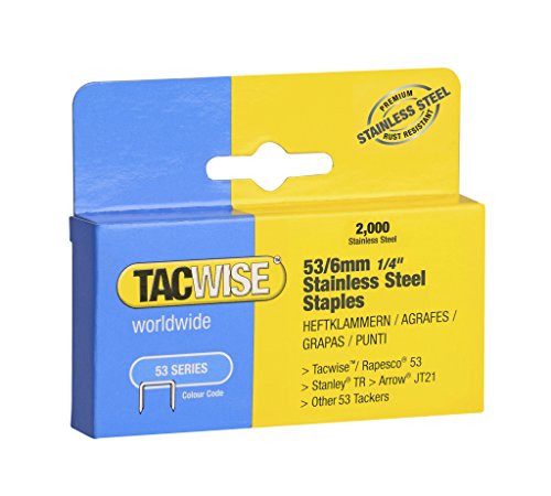 Tacwise 1268 Grapas en Acero Inoxidable de Tipo 53 / 6 mm, Paquete de 2.000 Grapas