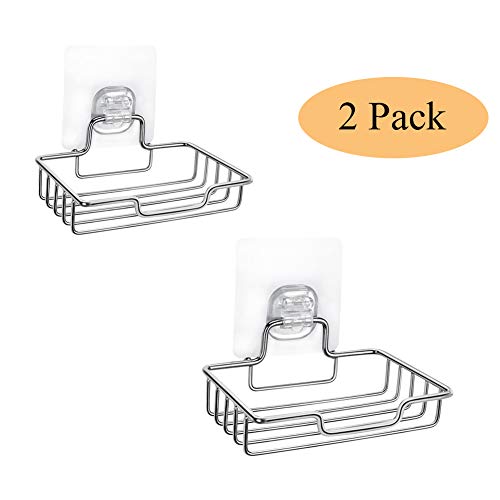 Aubcee 2 Piece Home Bathroom Stainless Steel Soap Case Holde,Adhesive No Drilling,Soap Dish
