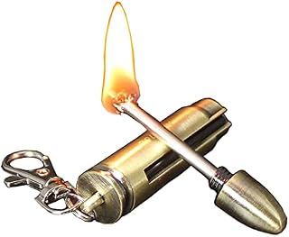 Permanent Match Keychain Lighter,Keychain Flint Metal Matchstick Fire Starter,Waterproof Flint Fire Starter,Best Gift Ideas and Emergency Survival Equipment for Barbecue Camping(Sold without Fluid)