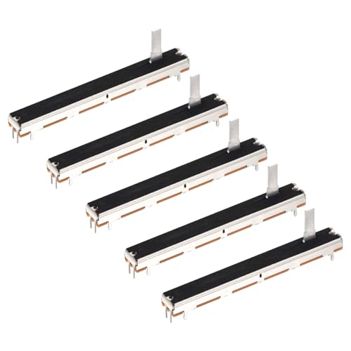 sourcing map 5Pcs Straight Single Linear Slide Potentiometer 7 Pin B10K 75mm(L) 60mm Travel 4x12.2mm Handle Fader Variable Resistors Mixer Electronic Potentiometer for Dimming Tuning