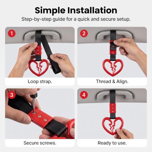 2 Pack Broken Heart Ring Car Handle Straps, Heart Shaped Drift Charm Rear... - Image 5