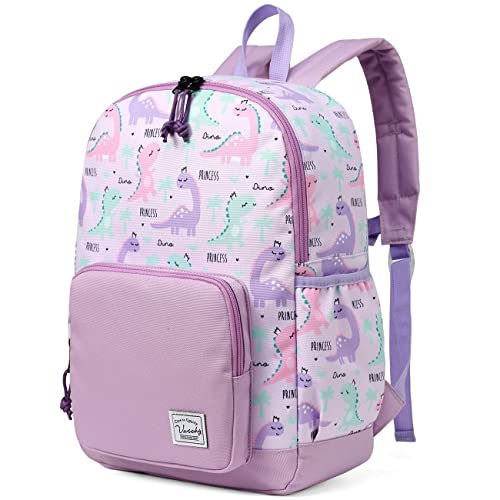 Mochila Criança, VASCHY Mochila para Menina Mochila Escolar Leve e Resistente à água Mochila Pré-escolar para Meninos e Meninas Alça de Peito, Dinossauro roxo