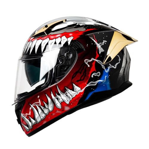 Casque de moto intégral homologué ECE avec double visière anti-buée pour adulte