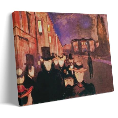 Tableau An Evening on Carl Johan Street par Edvard Munch - Impression sur toile 40x60 cm