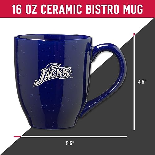 Image of Rico Industries NCAA South Dakota State Jackrabbits Royal Blue Personalized 16 oz Team Color Laser Engraved Speckled Ceramic Coffee Mug