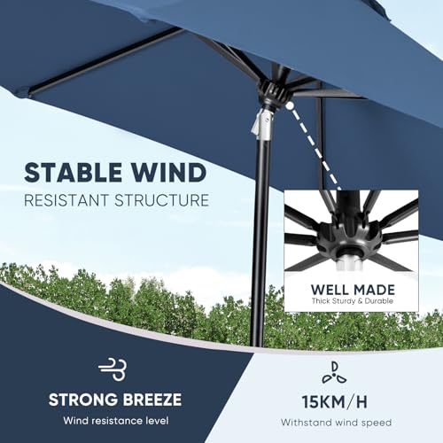 Image of Tempera Patio Market Outdoor Table Umbrella with Auto Tilt and Crank, Large Sun Umbrella with Sturdy Pole & Fade Resistant Canopy, Easy to Set