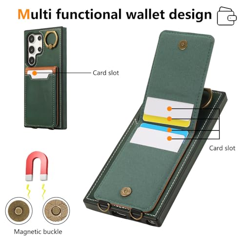 Étui en cuir magnétique pour Samsung Galaxy S22 avec anneau de support premium