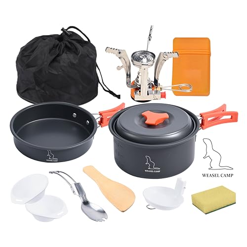 12 piece Camping Cookware Set for Backpacking Gear - Lightweight and Compact Camping Cooking Set -...