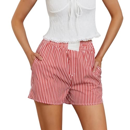 Image of Y2k Women Gingham Boxer Shorts Low Rise Micro Pajamas PJ Sleep Short Pants Plaid Sleepwear Sleeping Lounge Bottoms
